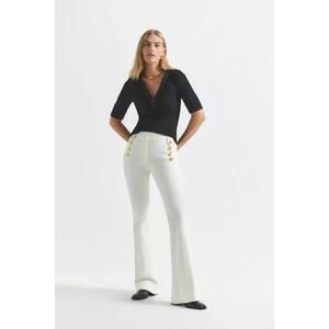 NWT Derek Lam 10 Crosby Women's Soft White Robertson Flare Trouser Pants Size‎ 6